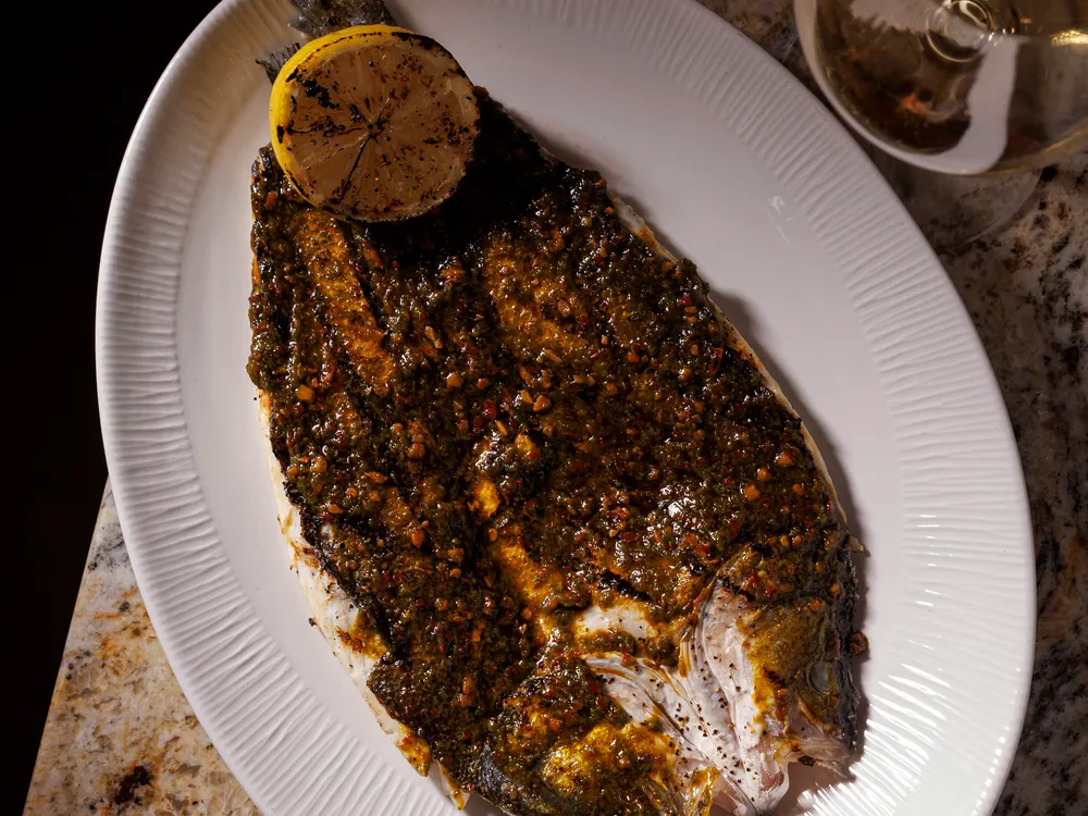 Whole sea bass at Smith's Bar & Grill